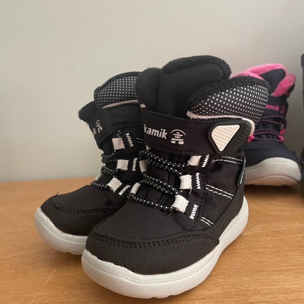 Kamik Kids' Black and White Snow Boots